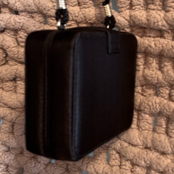 Vintage Jessica McClintock Black Satin Evening Purse - Picture 9 of 9